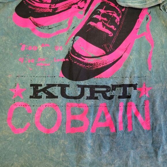 Kurt Cobain Nirvana Tie Dye Grunge Tee Green Pink Small - Picture 4 of 4